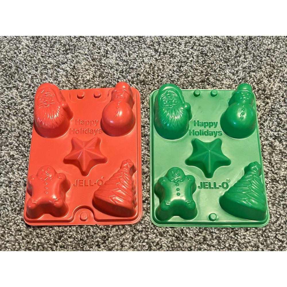 Vintage 1997 JELL-O Jello Jigglers Molds Christmas Holidays Santa Set Of 2